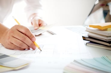 graphic-design-color-swatches-pens-desk-architectural-drawing-with-work-tools-accessories